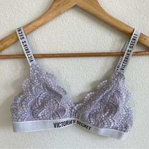 Victoria’s Secret woman’s purple lace logo bra with adjustable straps